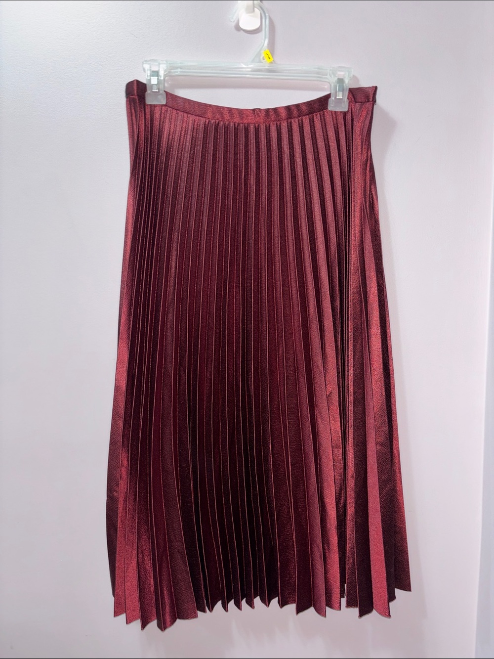 Zara Pleated Burgundy Midi Skirt Size L